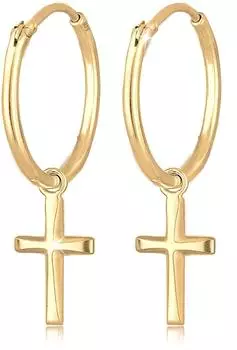 Elli Creolen H&auml;nger Kreuz 925 Silber vergoldet (47329959-33)