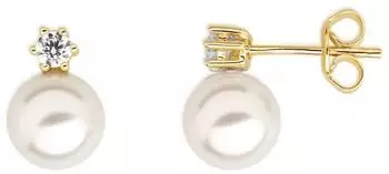Xenox Pearl Dreams Ohrstecker Damen, Perle, Zirkonia, vergoldet (XS5261G)