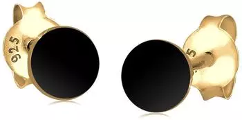 Elli Geo Ohrstecker rund, Emaille, schwarz, Damen, 925 Sterlingsilber (20760360-0)