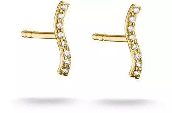 Thomas Sabo Ohrstecker "Welle" geschwungen, gelbgoldfarben, Zirkonia (H2366-M01-14)