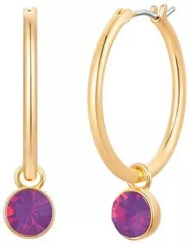 luluandjane Creolen Messing gelbgold, Glaskristall Opal violett