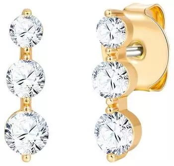 luluandjane Ohrstecker Messing gelbgold mit Zirkonia, Damen