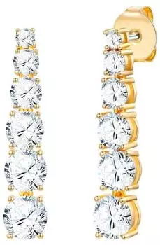 luluandjane Ohrhänger Messing gelbgold mit Zirkonia, 32,6mm