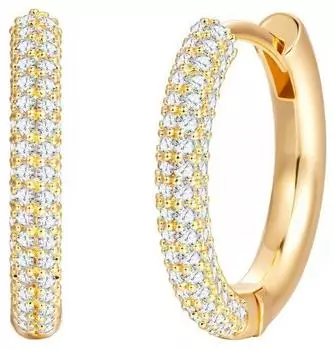 luluandjane Creolen Messing, Gelbgold-Optik, Zirkonia facettiert