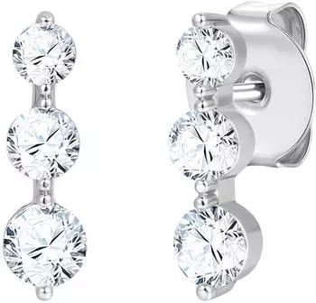 luluandjane Ohrstecker Messing, Zirkonia, silber (13,9mm)