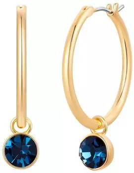 luluandjane Creolen Messing gelbgold mit blauem Glaskristall
