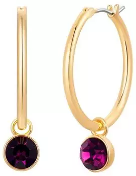 luluandjane Creolen gelbgold mit Glaskristall lila