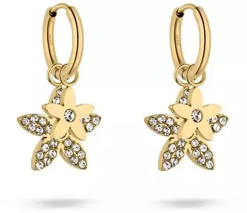 Tamaris The new Glitter Flower Creolen mit Anh&auml;nger, Edelstahl, gold, 2,7cm (TJ-0849-E-27)