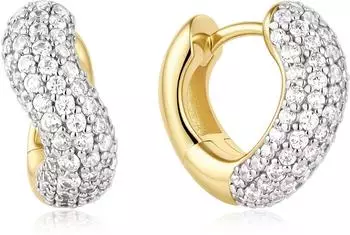 Ania Haie Fairy Dust Chunky Pavé Wave Huggie Creolen, vergoldet (E079-14G)