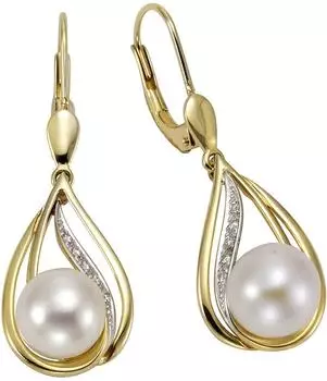 Orolino Ohrh&auml;nger 585/- Gold, S&uuml;&szlig;wasserzuchtperle, 10x Brillant 0,04ct (067330017-1)
