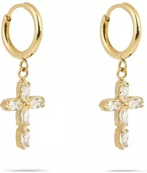 Tamaris Creolen Edelstahl mit Kreuz-Anh&auml;nger, Damen, gold (TJ-0783-E-12)