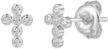 Xenox Ohrstecker Kreuz mit Zirkonia, 925 Sterlingsilber (XS10039)