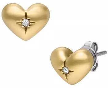 Fossil Sadie Herz-Ohrstecker Damen, Edelstahl, gold