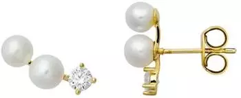 Xenox Ohrstecker Gelbgold Süßwasserperle & Zirkonia (XG14K6068G)