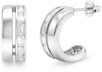 Tom Tailor Halbcreolen Silber 925 mit Zirkonia, Damen, 15mm (2101810)