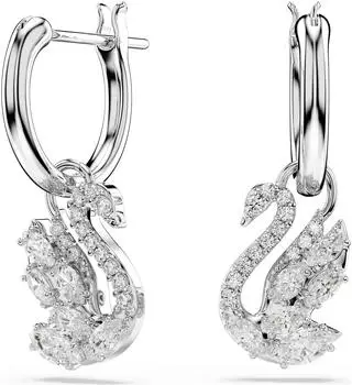 Swarovski Swan Ohrh&auml;nger, gemischte Schliffe, wei&szlig;, rhodiniert (5759942)