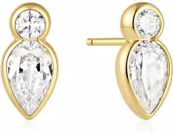 Ania Haie Wanderer Ohrstecker 925er Silber, gelbgold, Zirkonia (E076-04G)
