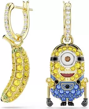 Swarovski Minions Stuart and Banana Drop-Ohrhänger, Pavé, Mini (5743382)