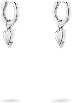 Liebeskind Mini Metal Heart Creolen mit Herz-Anhänger, Edelstahl, silber (6012080.91B0.23)