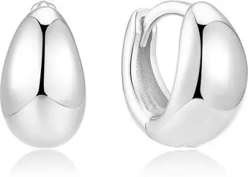 Ania Haie Organic Dome Pebble Huggie Creolen, 925er Silber, Damen (E076-11H)