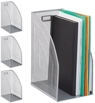 Relaxdays 4 x Stehsammler Metall silber