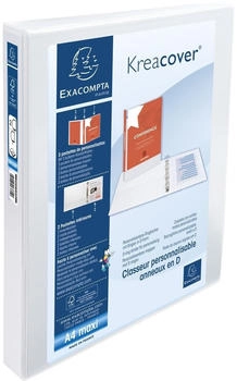 Exacompta 10x festes Ringbuch PP, 2 Ringe 30mm in D-Form, R&uuml;ckenbreite 47mm, f&uuml;r DIN A4 Maxi, Kreacover - wei&szlig;