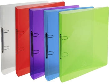 Exacompta 20x Ringbuch aus PP 700&micro; mit 2 Ringen 30mm, R&uuml;cken 40mm, Crystal, f&uuml;r Format DIN A4 - Farben sortiert
