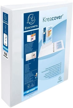 Exacompta 10x festes Ringbuch PP 1,9mm, 2 Ringe 40mm in D-Form, R&uuml;ckenbreite 64mm, f&uuml;r DIN A4 Maxi, Kreacover - wei&szlig;