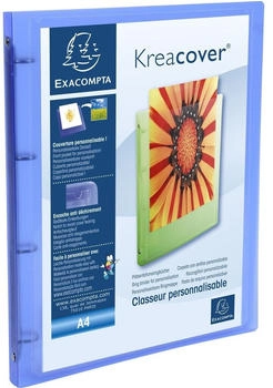 Exacompta 12x flexibler Ringhefter aus PP Chromaline 500, 4 Ringe 15mm, Rückenbreite 20mm, für DIN A4, Kreacover - blau