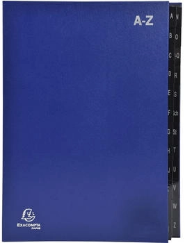 Exacompta 8x Pultordner Ordnungsmappe mit 24 Fächern aus Recycling-Karton, alphabetisches Register A-Z, für DIN A4 - blau