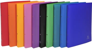Exacompta 10x Ringbuch aus PP 500µ mit 2 Ringen 15mm, Rücken 20mm, blickdicht, für Format DIN A4 - Farben sortiert
