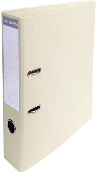 Exacompta 10x Ordner aus PVC mit 2 Ringen, Rücken 70mm, 32x29cm für DIN A4 Überbreite - perlweiß