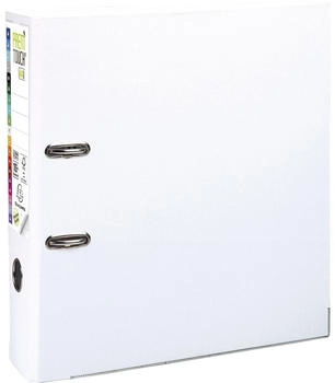 Exacompta 10x Premium-Ordner PREM'TOUCH aus PP mit 2 Ringen, R&uuml;cken 80mm, 32x30cm f&uuml;r DIN A4 &Uuml;berbreite - wei&szlig;