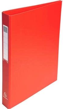 Exacompta 10x Ringbuch aus festem Karton 1,8mm PP kaschiert, 4 Ringe 25mm rund am hinteren Deckel befestigt, Rücken 40mm, 32x25,5cm für DIN A4 - rot