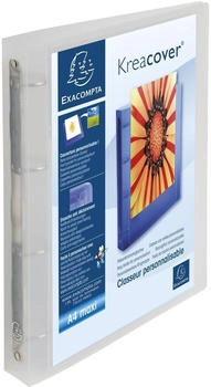 Exacompta 12x festes Ringbuch aus PP Chromaline 1mm, 4 Ringe 30mm, Rückenbreite 40mm, für DIN A4 Maxi, Kreacover - transparent