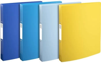 Exacompta 12x Ringbuch A4 Maxi mit 2 Ringen 30mm, Recycling-PP, BeeBlue - Farben sortiert