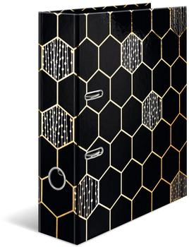 Herma Motivordner A4 Hexagon Schwarz Gold 70 mm (7016)