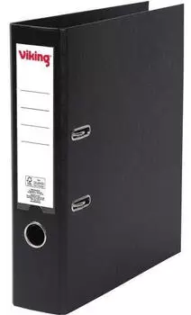 Viking Ordner DIN A4 75 mm Schwarz 2 Ringe Pappkarton, PP (Polypropylen) Matt Hochformat (1003295)
