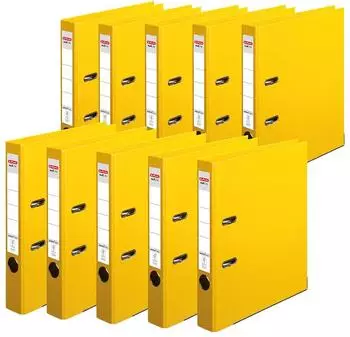Herlitz Ordner maX.file protect+, A4, R&uuml;ckenbreite: 5cm, Voll-PP-Folienbezug, gelb, 10 St&uuml;ck (10834778)