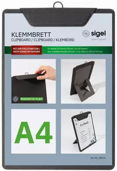 sigel Klemmbrett A4 Kunststoff schwarz Aufstellfunktion 5er-Pack (KB100/5)