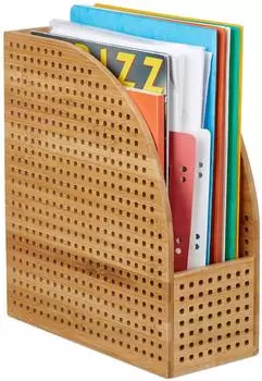 Relaxdays Organizer Stehsammler Bambus A4