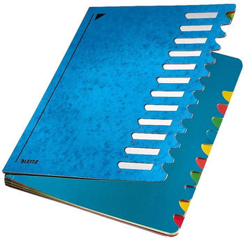 Leitz Pultordner A4 12 Fächer Farbige Trennblätter 3 Sichtlöcher Karton Blau 59120035
