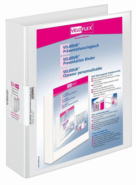 VELOFLEX Präsentationsringordner Velodur A4 PP kaschiert 2-D-Ring-Mechanik 40mm weiß (1141190)
