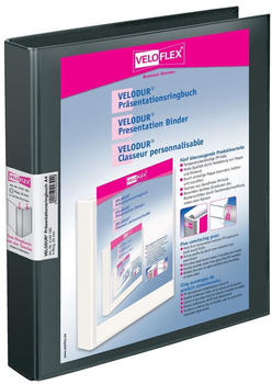 VELOFLEX Präsentationsringbuch Velodur A4 PP kaschiert 4-D-Ring-Mechanik 25mm schwarz (4143180)