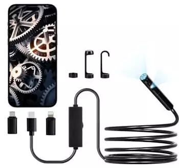 VEVOR Dual-Lens Endoskopkamera 1920p HD, 8+1 LED, 2-fach Zoom, IP67, 3m Kabel, Android & iOS (RBTYNLD-002)