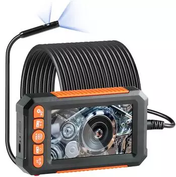 VEVOR Endoskopkamera Doppellinse 1080P, 4,3" Display, 15m Halbstarres Kabel, IP67 (8+1 LED)