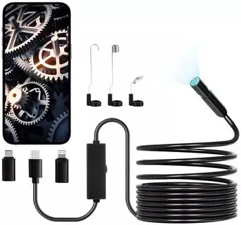 VEVOR Endoskopkamera HD 1920p, halbstarres Kabel 5m, 8 LED, IP67 (VEVOR-ENDOSCOPE-5M)