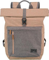 Travelite Rucksack Basics Rollup, 60 cm, mit Laptopfach, Rolltop, rosa / grau,