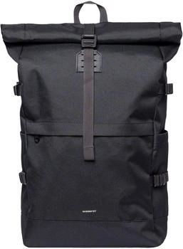 Sandqvist Icon Rolltop Backpack L black/black with black leather