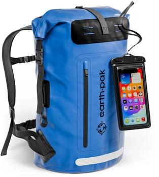Earth Pak wasserdichter Rucksack 85L und wasserfeste Handyhülle blue
